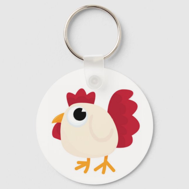 Funny White Chicken Keychain (Front)