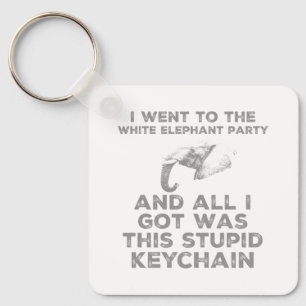 Funny White Elephant Christmas Party Design  Keychain