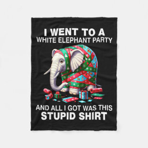 Funny White Elephant Gift Wrapped Elephant Dumb  Fleece Blanket