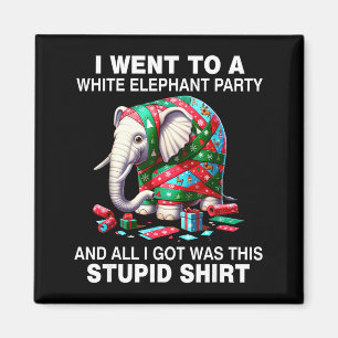 Funny White Elephant Gift Wrapped Elephant Dumb  Magnet