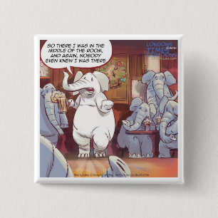 Funny White Elephant In The Room 2 Inch Square Button