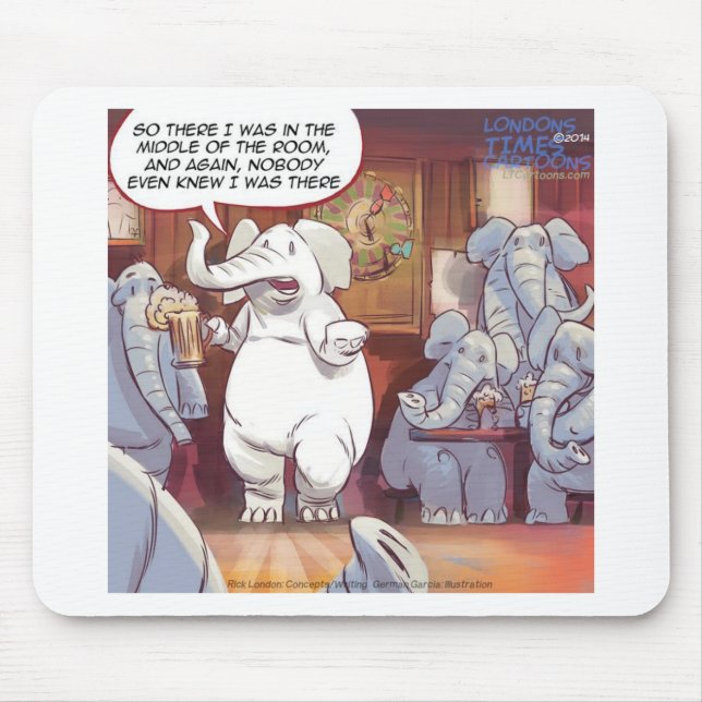 Funny White Elephant In The Room Mouse Pad (Front)