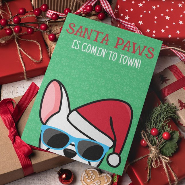 Funny White French Bulldog Santa Paws Christmas Card (Creator Uploaded)