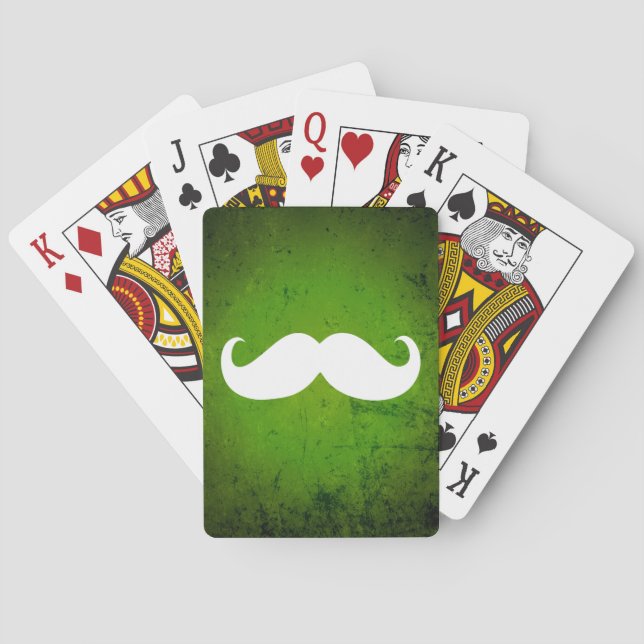 Funny White Moustache 3 Playing Cards (Back)