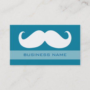 Funny White Moustache and Plain Blue Business Card