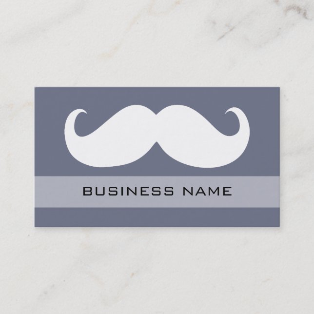 Funny White Moustache and Plain Grey Business Card (Front)