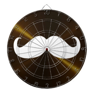 Funny White Moustache on Metal Background Dartboard