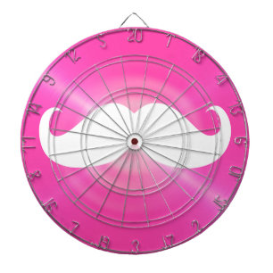 Funny White Moustache on Metal Hot Pink Background Dartboard
