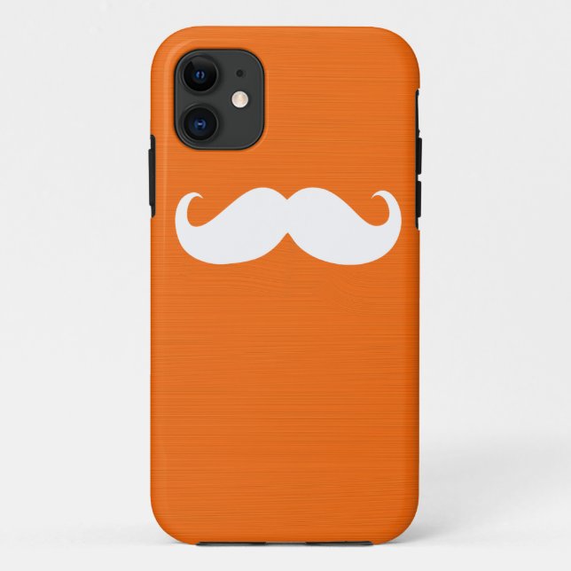 Funny White Moustache on Orange Background Case-Mate iPhone Case (Back)