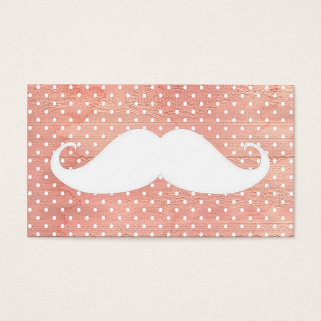 Funny White Moustache On Pink Polka Dots Pattern (Front)