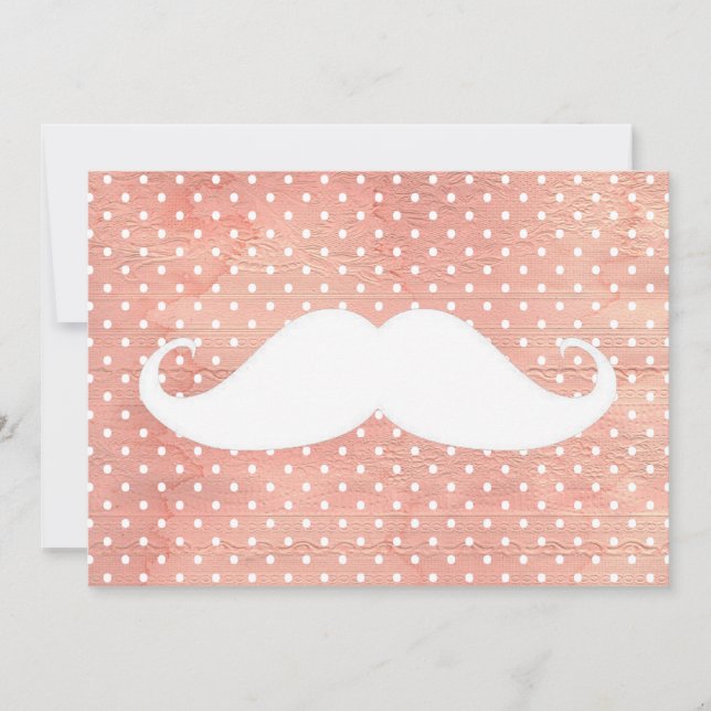 Funny White Moustache On Pink Polka Dots Pattern (Front)