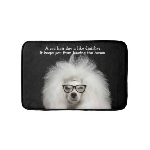 Funny White Poodle Diarrhea Bath Mat