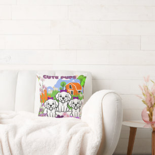 Funny White Puppies Throw Pillow