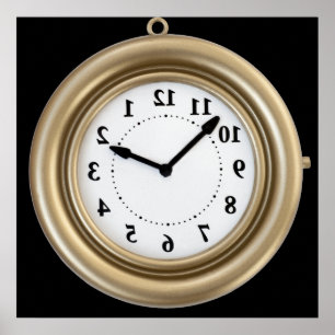 Funny white rabbit's clock poster