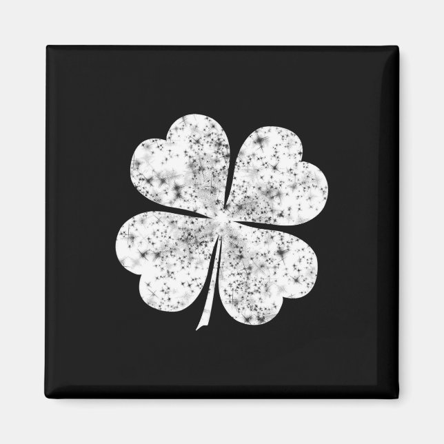 Funny White Shamrock 4-leaf Clover St Patricks Day Magnet (Front)