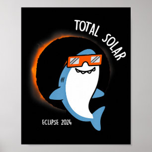 Funny White Shark Looking Total Solar Poster