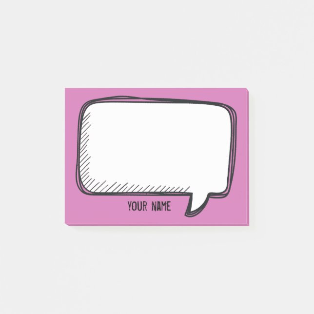 Funny White Talk Bubble Fuchsia Personalized Name  Post-it Notes (Front)