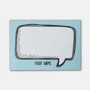 Funny White Talk Bubble on blue Personalized Name Post-it Notes