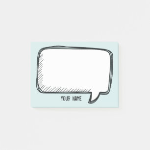 Funny White Talk Bubble pale blue Personalize Name Post-it Notes