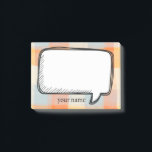 Funny White Talk Bubble Plaid Cream orange blue Post-it Notes<br><div class="desc">A delightful cartoon design on a pastel plaid pattern in cream orange and blue colour for you to send messages.
You can easily insert your name</div>