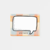 Funny White Talk Bubble Plaid Cream orange blue