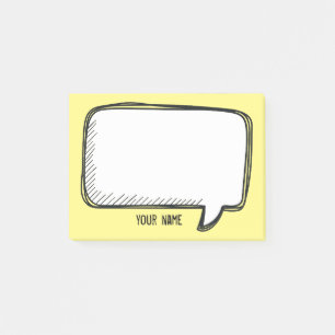 Funny White Talk Bubble  yellow Personalized Name Post-it Notes