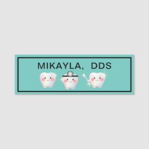 Funny White Teeth Dentistry  Name Tag