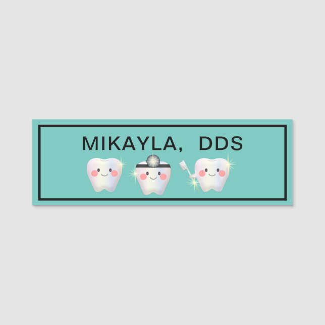 Funny White Teeth Dentistry  Name Tag (Front)
