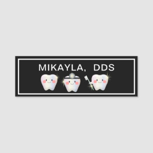 Funny White Teeth Dentistry  Name Tag
