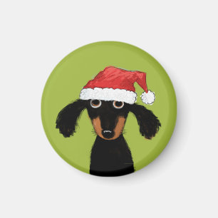 Funny Wiener Dog Santa Magnet