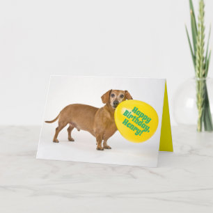 Funny Wiener Dog With Custom Birthday Balloon Card