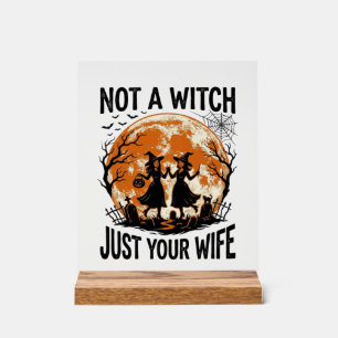 Funny Wife Halloween Vintage Witch Moon Design_1 Acrylic Sign