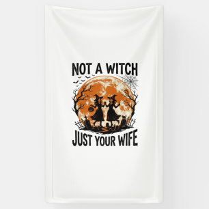 Funny Wife Halloween Vintage Witch Moon Design_1 Banner