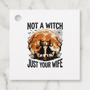 Funny Wife Halloween Vintage Witch Moon Design_1 Favour Tags