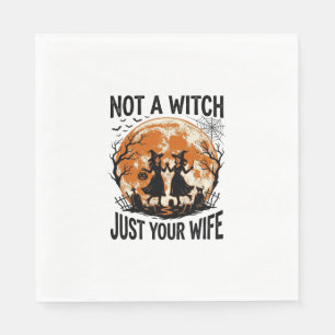 Funny Wife Halloween Vintage Witch Moon Design_1 Napkin