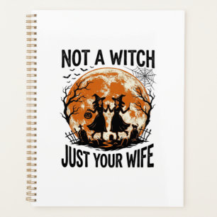 Funny Wife Halloween Vintage Witch Moon Design_1 Planner