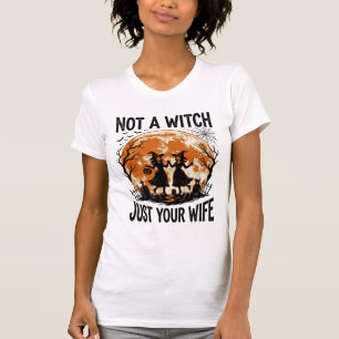 Funny Wife Halloween Vintage Witch Moon Design_1 T-Shirt
