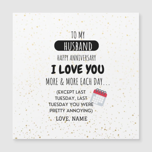 Funny Wife to Husband Humour Message on Anniversar (Front)