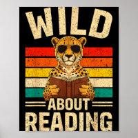 Funny wild about reading retro cheetah book boys