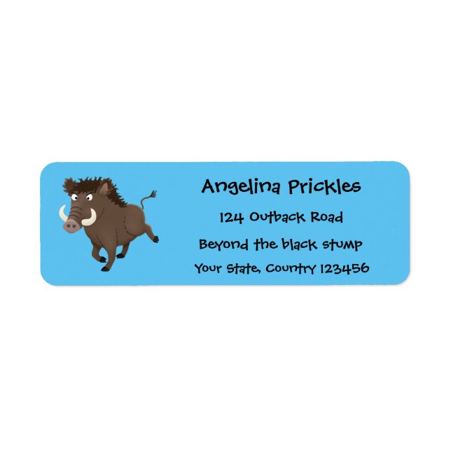 Funny wild boar razorback cartoon illustration (Front)