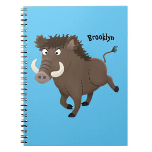 Funny wild boar razorback cartoon illustration notebook