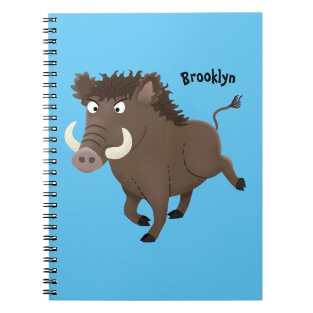 Funny wild boar razorback cartoon illustration notebook (Front)