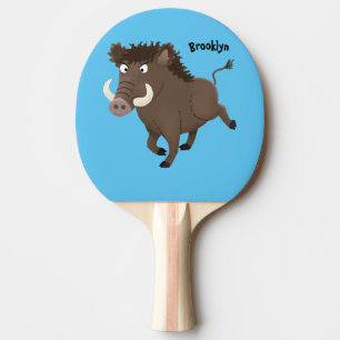 Funny wild boar razorback cartoon illustration ping pong paddle