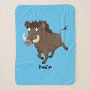 Funny wild boar razorback cartoon illustration sherpa blanket
