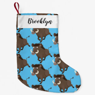 Funny wild boar razorback cartoon illustration small christmas stocking