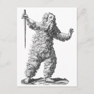 Funny Wild Man on a Rampage - Medieval Legend Postcard