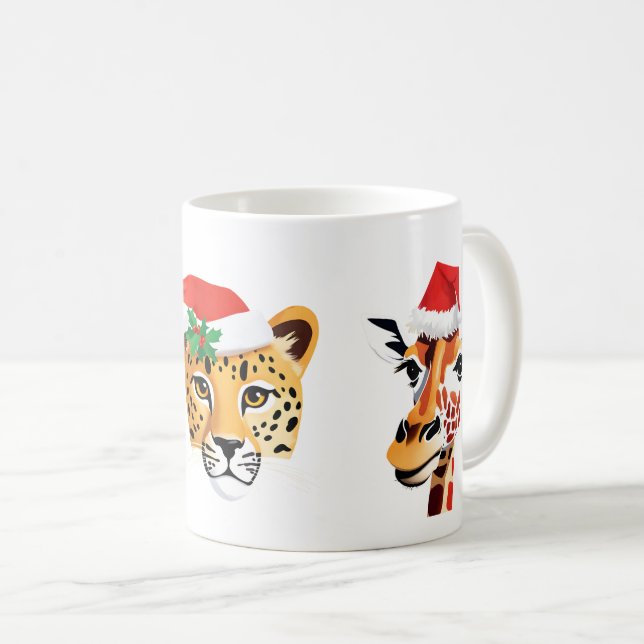 Funny wild Safari animals Santa Christmas Costume Coffee Mug (Front Right)