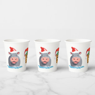 Funny wild Safari animals Santa Christmas Costume Paper Cups