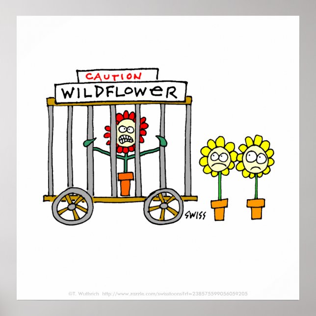 Funny Wild Wildflower Cartoon Gardener Kitchen Poster (Front)