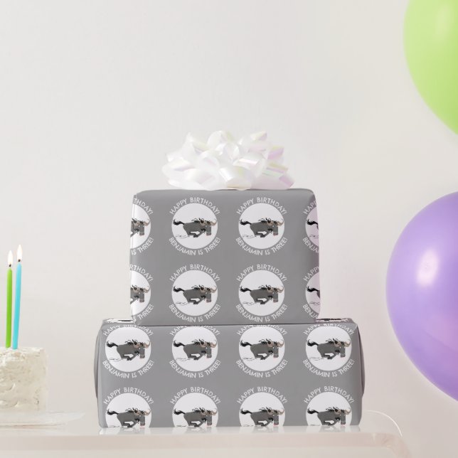 Funny wildebeest personalized cartoon birthday wrapping paper (Party Gifts)